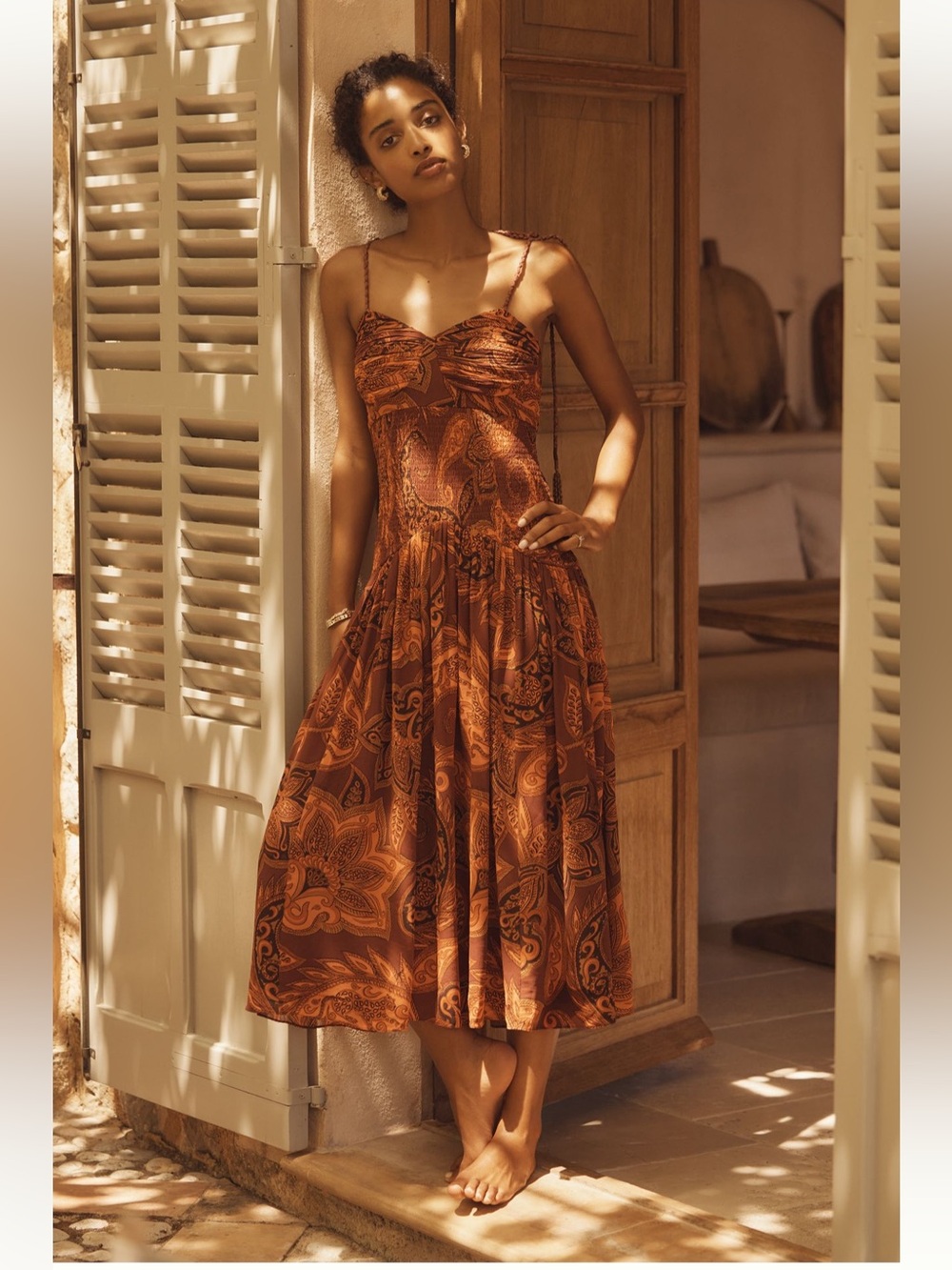 FARM Rio x Anthropologie Drop-Waist Printed Dress - Size S - BNWT
